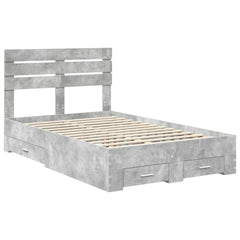 Bed Frame with Drawer 120 x 190 cm Engineered Wood Concrete grey