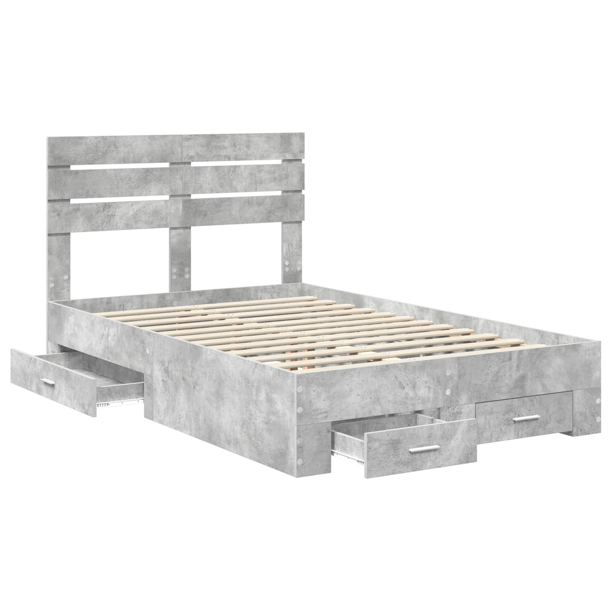 Bed Frame with Drawer 120 x 190 cm Engineered Wood Concrete grey