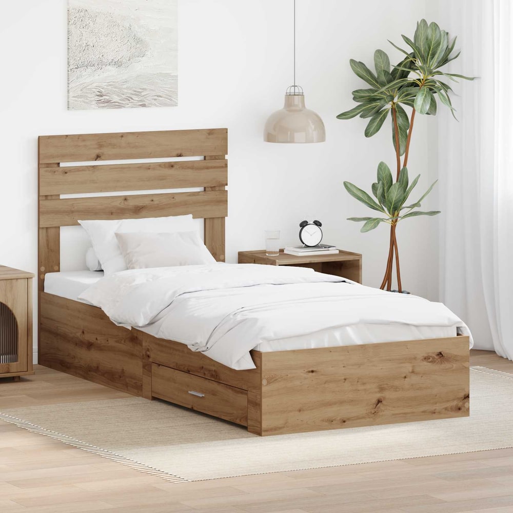 Bed Frame Drawer Engineered Wood Artisan oak