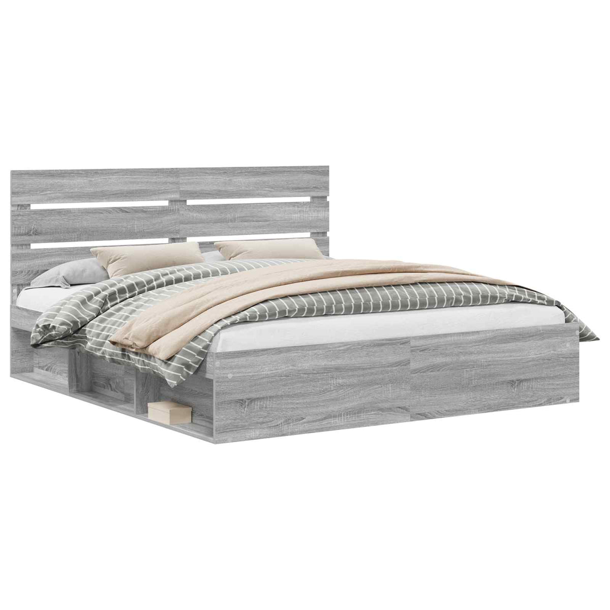 Bed Frame Solid Pine Wood Length 200 cm Grey Sonoma 180 cm