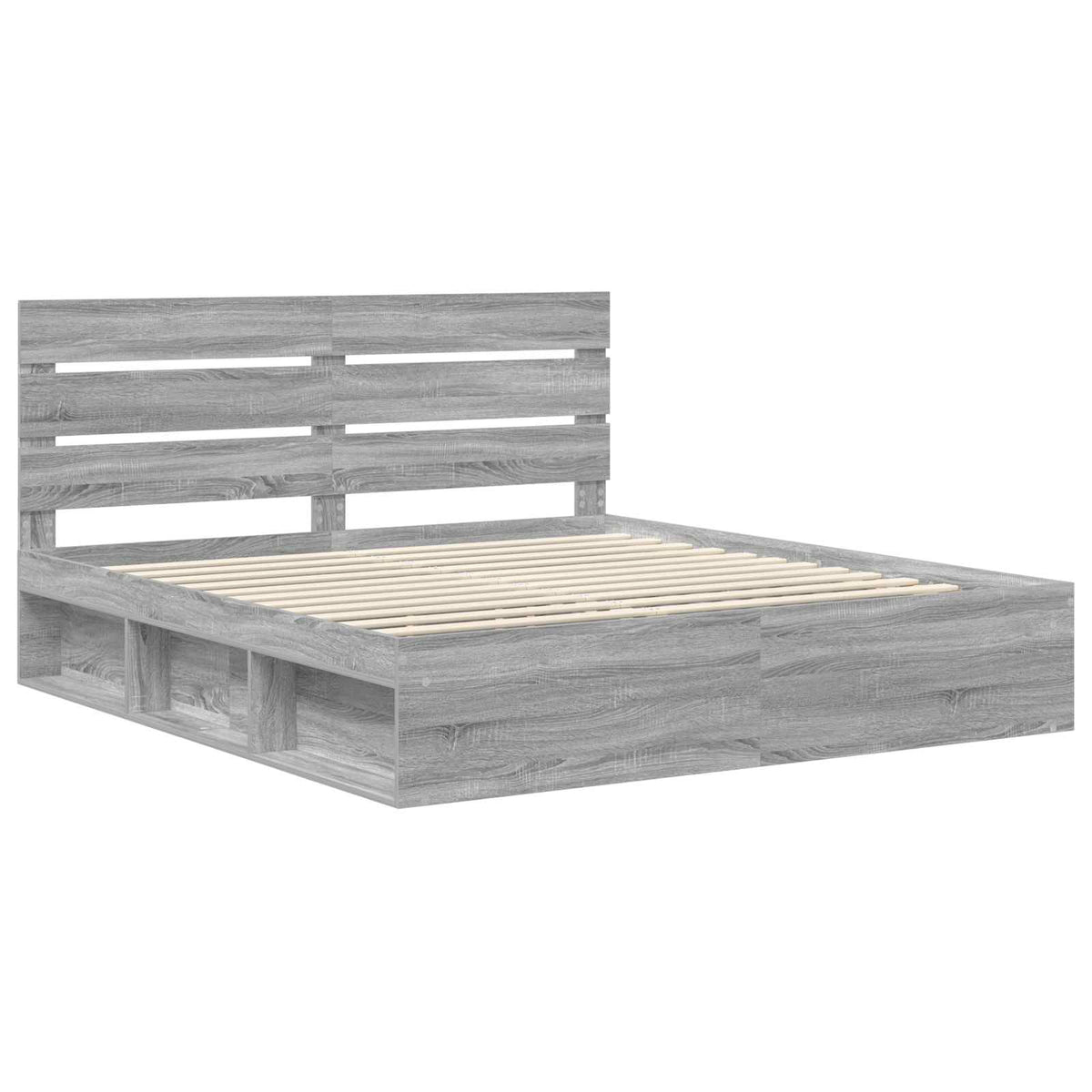 Bed Frame Solid Pine Wood Length 200 cm Grey Sonoma 180 cm