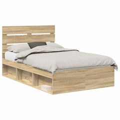 Bed Frame 120 x 190 cm Solid Pine Wood Sonoma oak