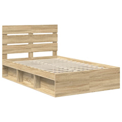 Bed Frame 120 x 190 cm Solid Pine Wood Sonoma oak