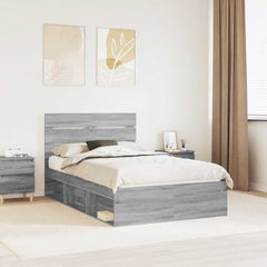 Bed Frame 120 x 190 cm Solid Pine Wood Grey sonoma