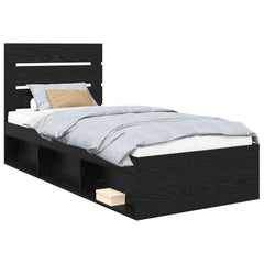 Bed Frame Black Solid Pine Wood Oak
