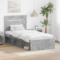 Bed Frame 75 x 190 cm Solid Pine Wood Concrete grey