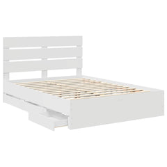Bed Frame with Drawer Engineer Wood Length 200 cm White 150 cm