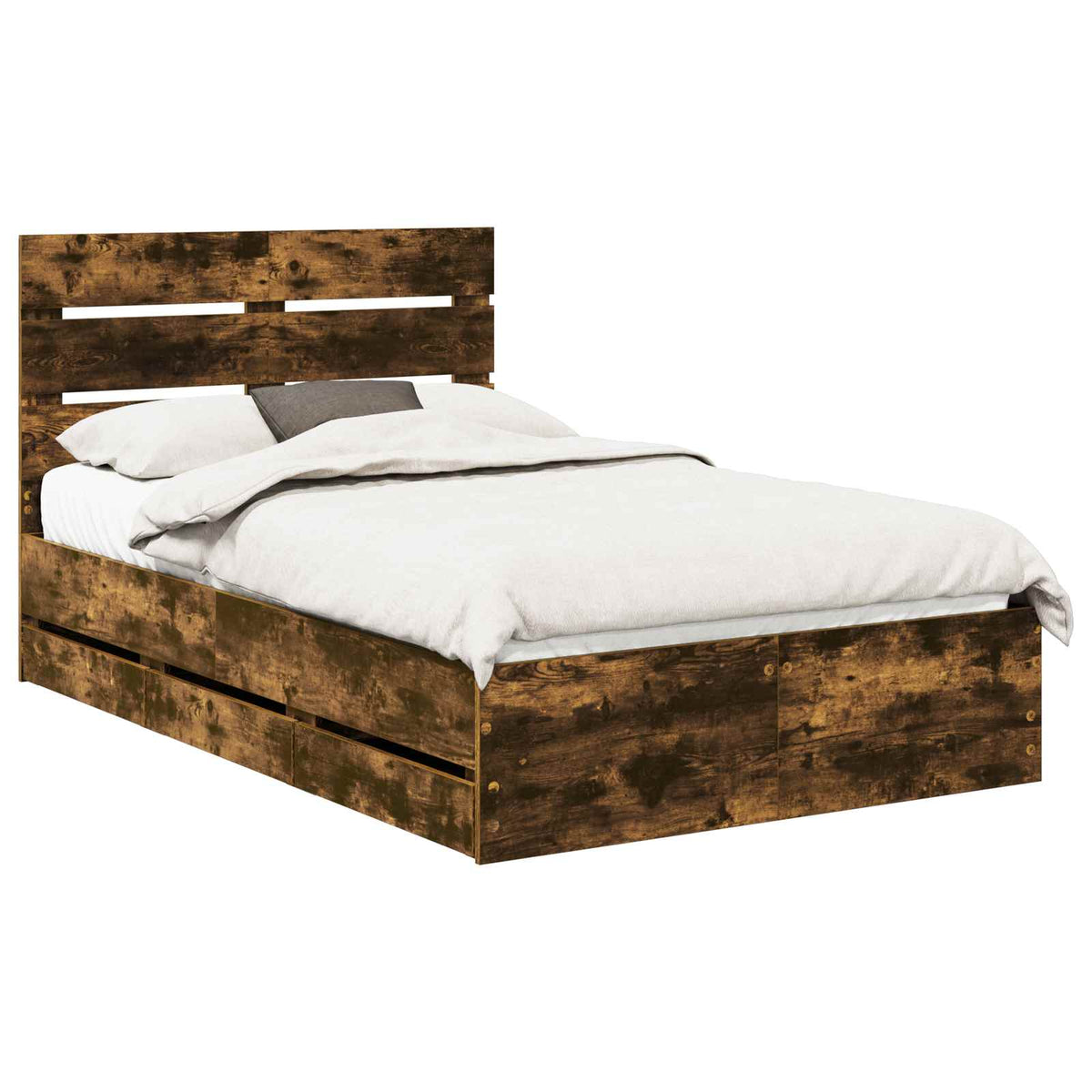 Bed Frame with Drawer Engineer Wood Length 200 cm Smoked Oak 120 cm