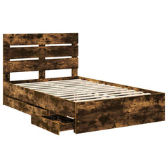 Bed Frame with Drawer Engineer Wood Length 200 cm Smoked Oak 120 cm