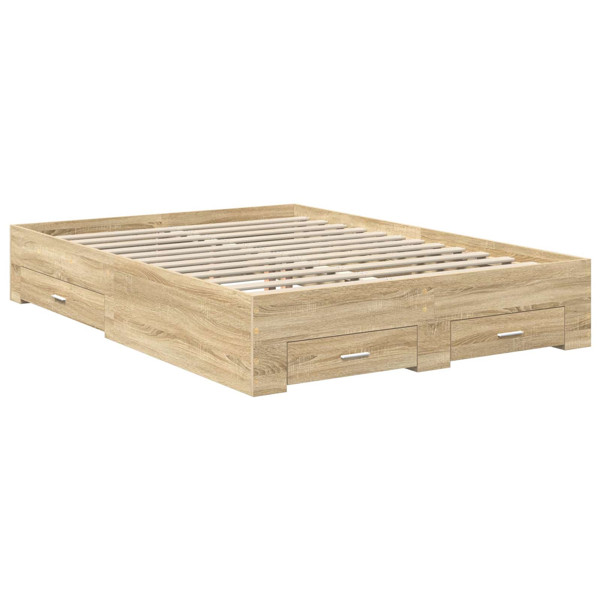 Bed Frame with Drawer 135 x 190 cm Engineered Wood Sonoma oak