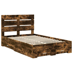 Bed Frame with Drawer Engineered Wood Length 200 cm Smoked Oak 120 cm
