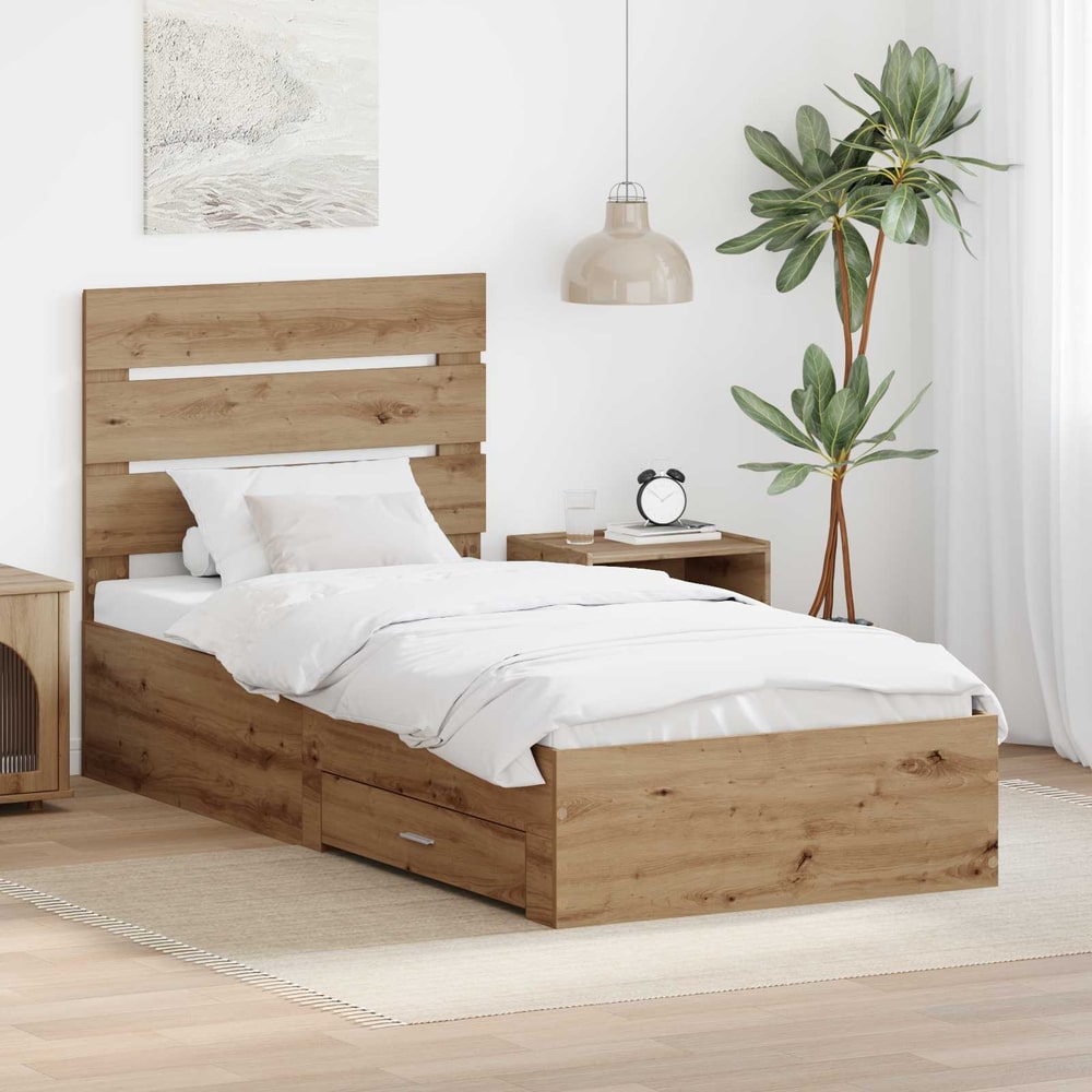 Bed Frame Drawer Engineered Wood Artisan oak