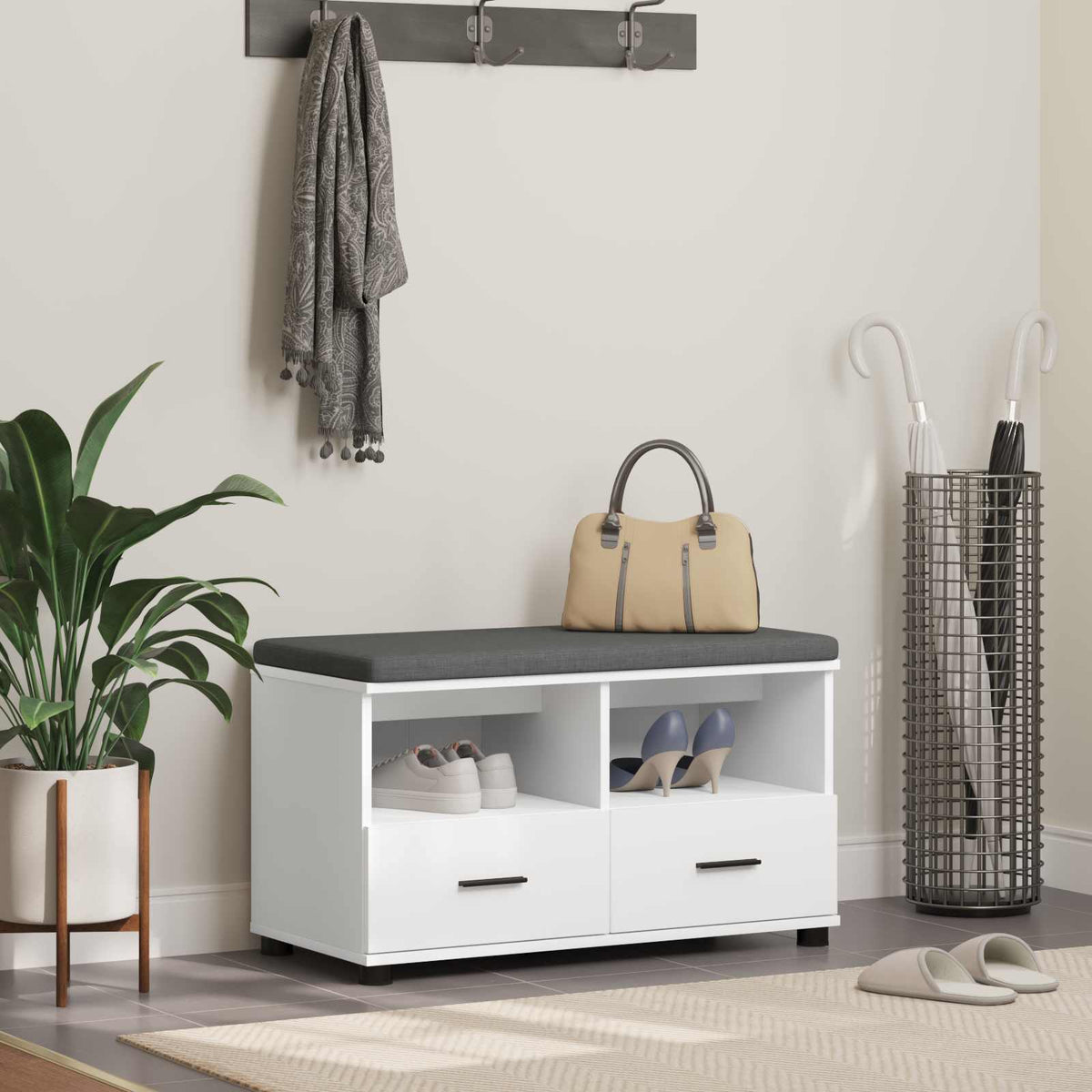Hall Bench 80 x 38 x 46 cm White