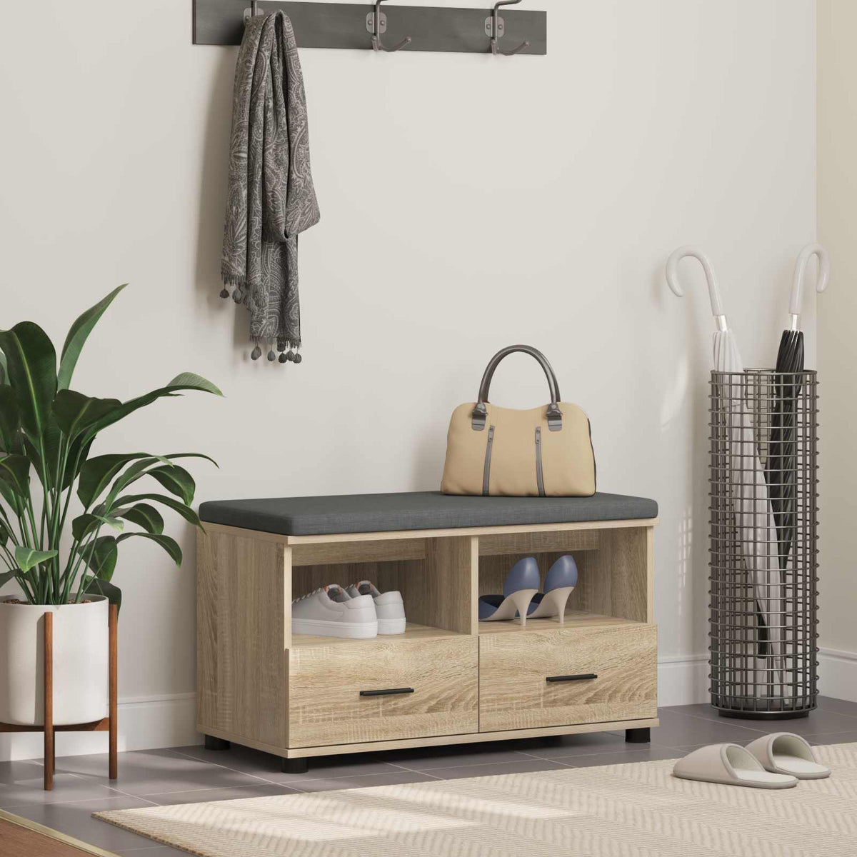 Hall Bench 80 x 38 x 46 cm Sonoma oak
