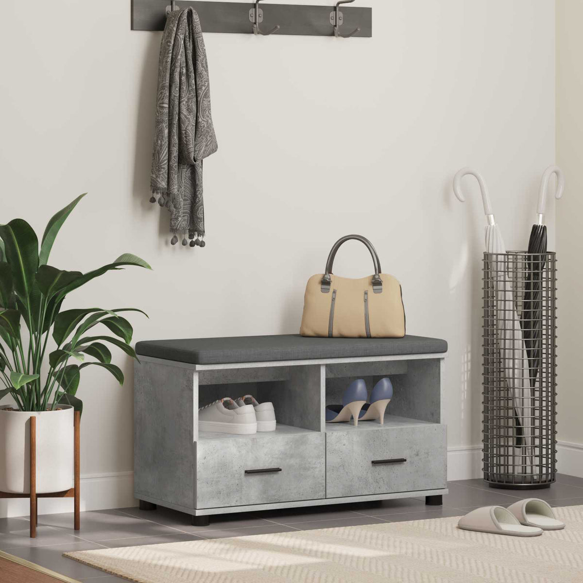 Hall Bench 80 x 38 x 46 cm Concrete grey