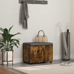 Hall Bench with Cushion with Shelf 60 x 38 x 46 cm Width 60 cm Smoked oak