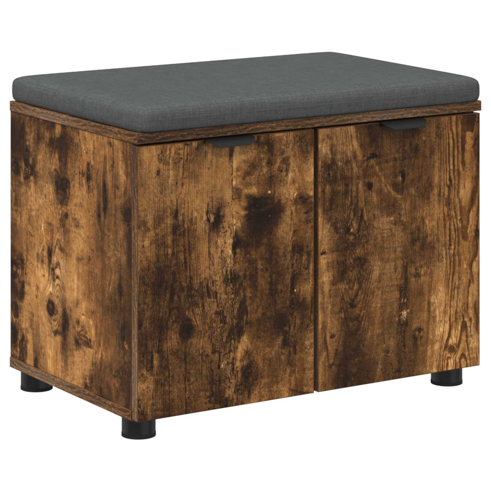 vidaXL Hall Bench with Cushion with Shelf Smoked Oak 60 x 38 x 46 cm 2
