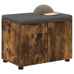 Hall Bench with Cushion with Shelf 60 x 38 x 46 cm Width 60 cm Smoked oak