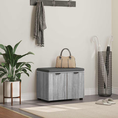 Hall Bench with Cushion with Shelf in Grey Sonoma