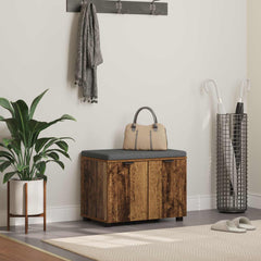 Hall Bench with Cushion with Shelf in Old Wood