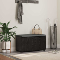 Hall Bench with Cushion with Shelf 80 x 38 x 46 cm Black oak