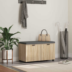 Hall Bench with Cushion with Shelf 80 x 38 x 46 cm Sonoma oak