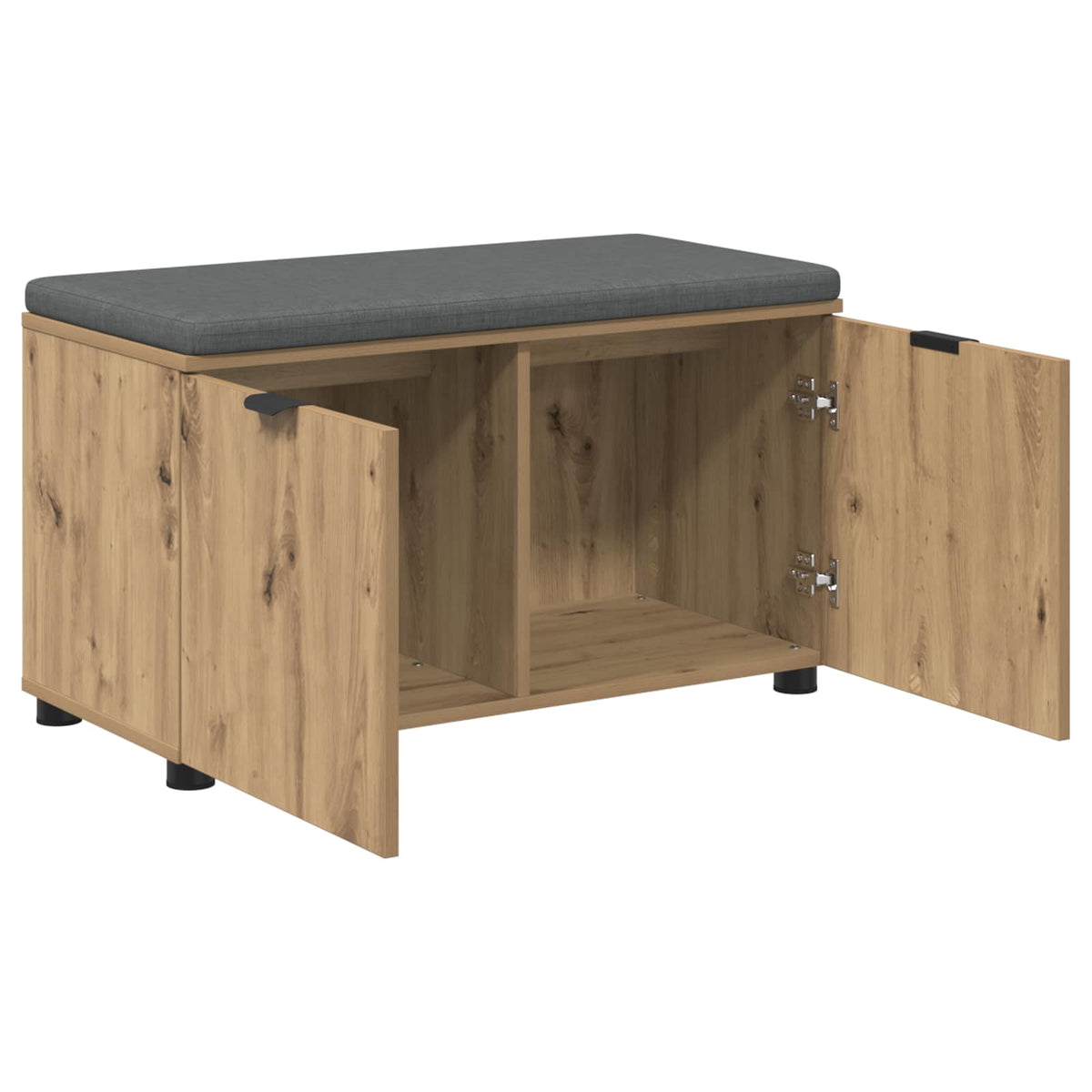 Hall Bench with Cushion with Shelf 80 x 38 x 46 cm Artisan oak