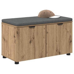 Hall Bench with Cushion with Shelf 80 x 38 x 46 cm Artisan oak