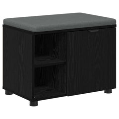 Hall Bench with Cushion with Shelf 60 x 38 x 46 cm Black oak