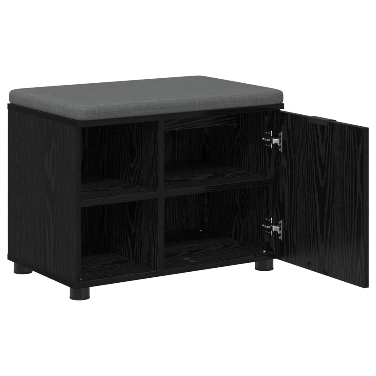 Hall Bench with Cushion with Shelf 60 x 38 x 46 cm Black oak