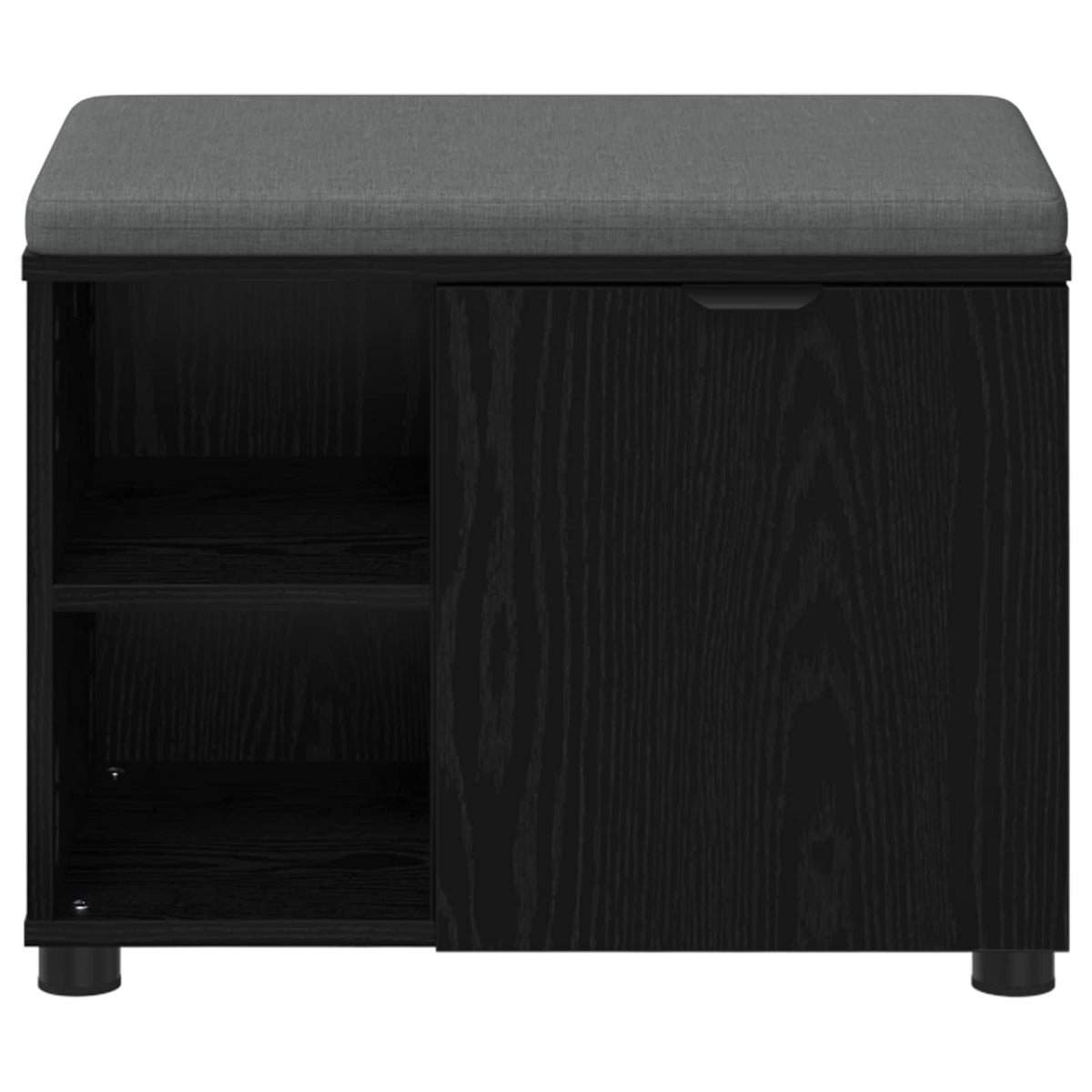 Hall Bench with Cushion with Shelf 60 x 38 x 46 cm Black oak