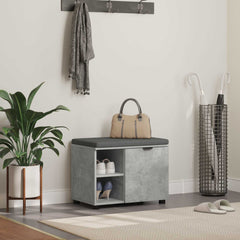 Hall Bench with Cushion with Shelf 60 x 38 x 46 cm Concrete grey