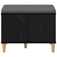 vidaXL Hall Bench Black Oak 60 x 38 x 46 cm Engineered Wood and Fabric 6