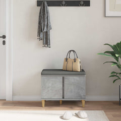 vidaXL Hall Bench with Cushion with Door Concrete Grey 60 x 38 x 46 cm 4