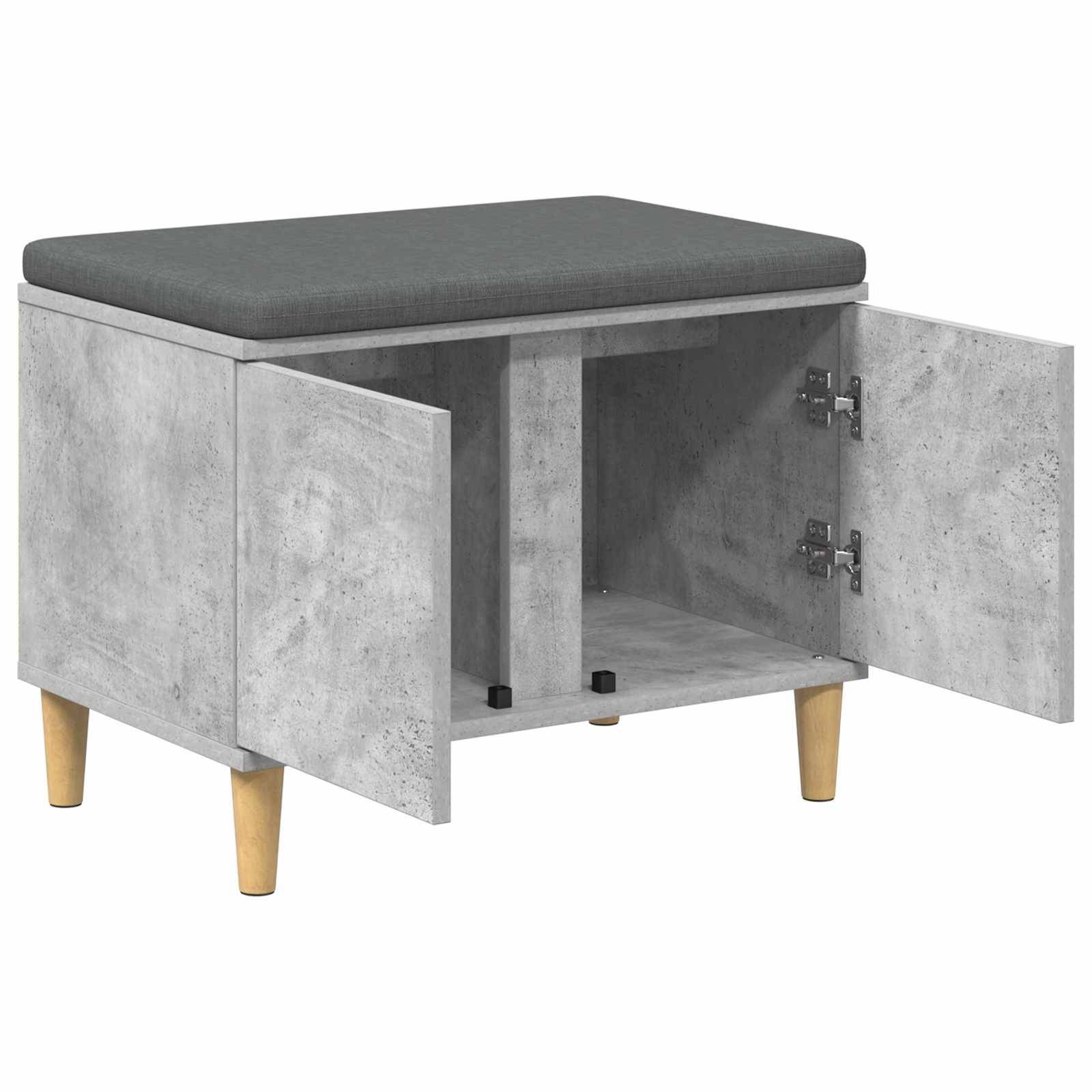 vidaXL Hall Bench with Cushion with Door Concrete Grey 60 x 38 x 46 cm 5