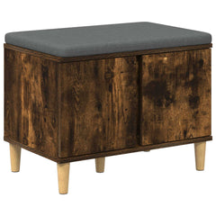 vidaXL Hall Bench with Cushion with Storage Smoked Oak 60 x 38 x 46 cm 2