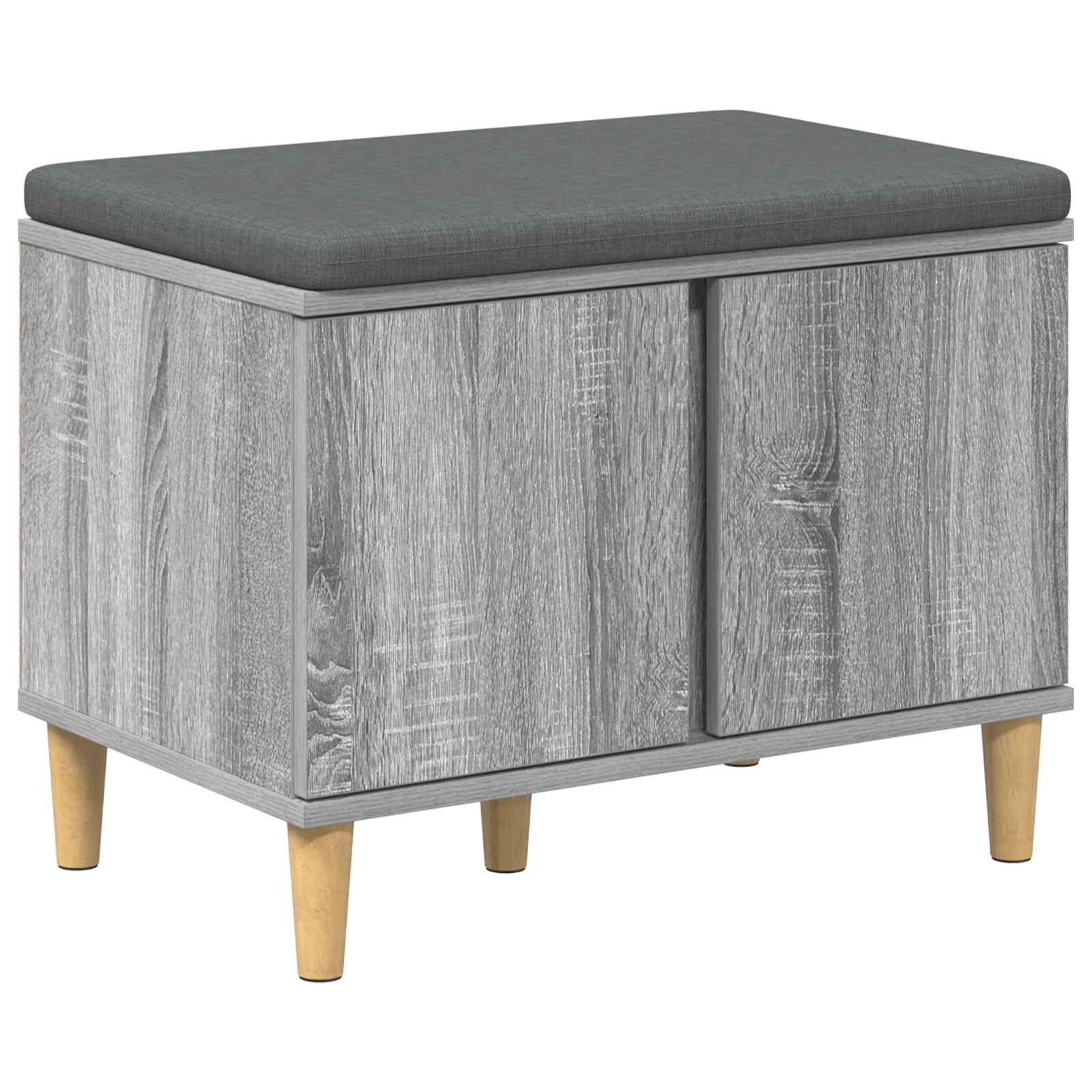 vidaXL Hall Bench with Cushion with Door Grey Sonoma 60 x 38 x 46 cm 2