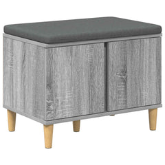 vidaXL Hall Bench with Cushion with Door Grey Sonoma 60 x 38 x 46 cm 2
