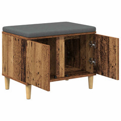 vidaXL Hall Bench Old Wood 60 x 38 x 46 cm Engineered Wood and Fabric 5