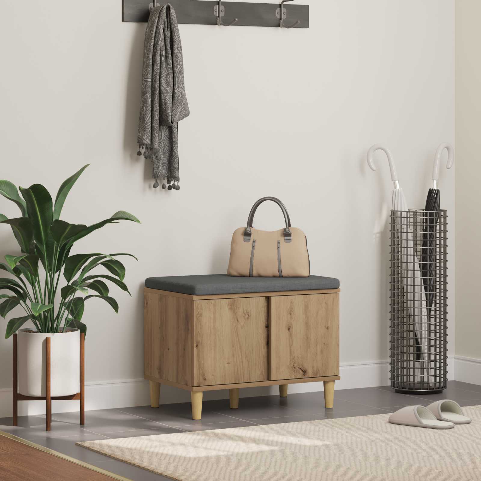 vidaXL Hall Bench Artisan Oak 60 x 38 x 46 cm 1
