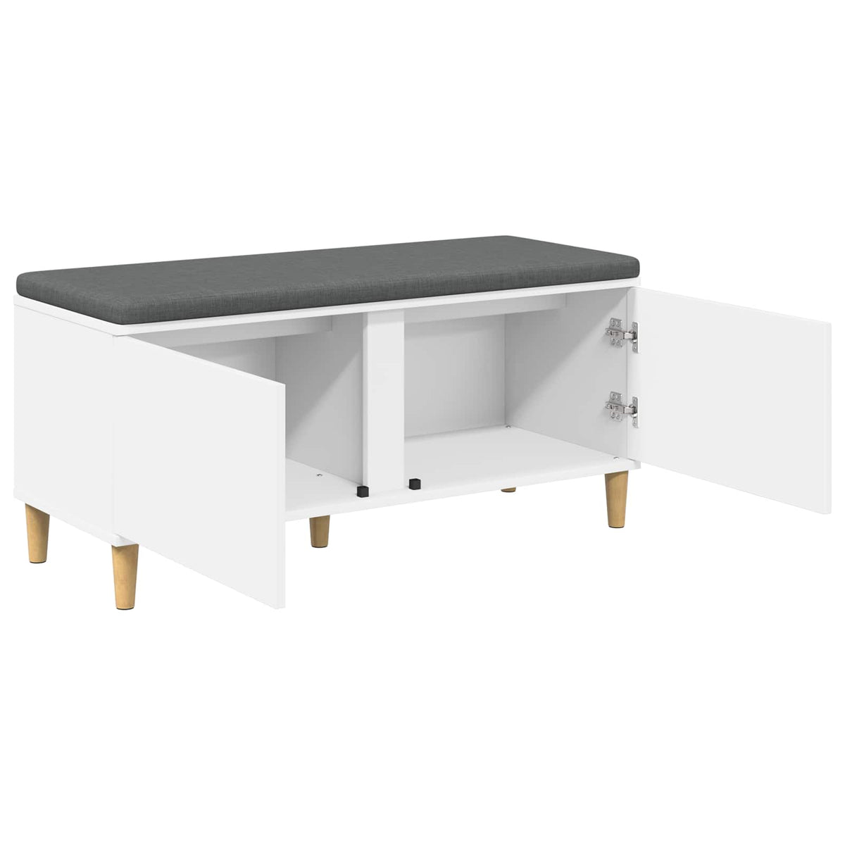 Hall Bench with Cushion with Door 100 x 38 x 46 cm White