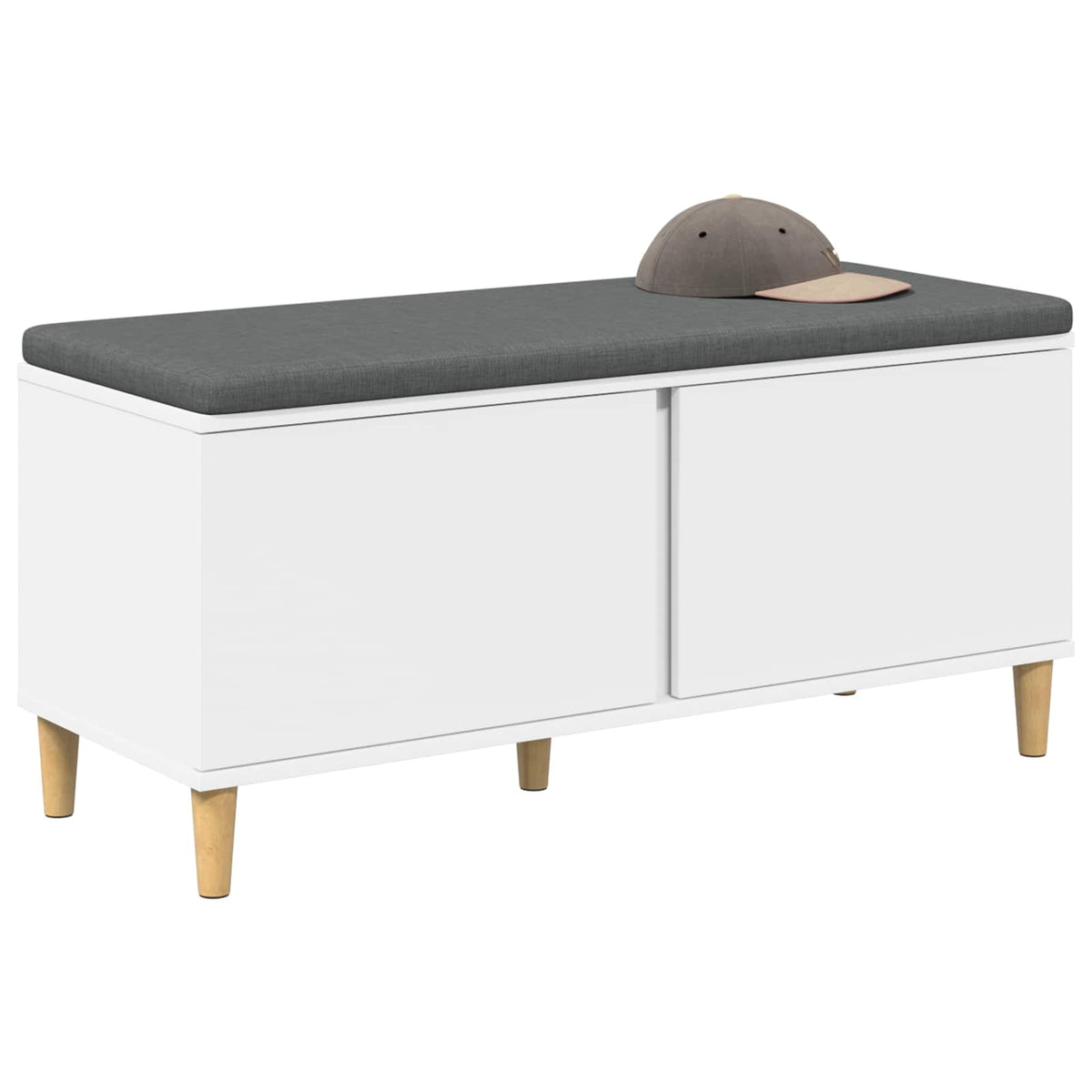 Hall Bench with Cushion with Door 100 x 38 x 46 cm White