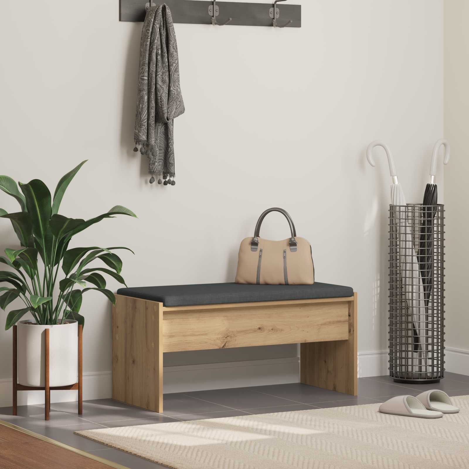 vidaXL Hall Bench Artisan Oak 83 x 38 x 40 cm 1