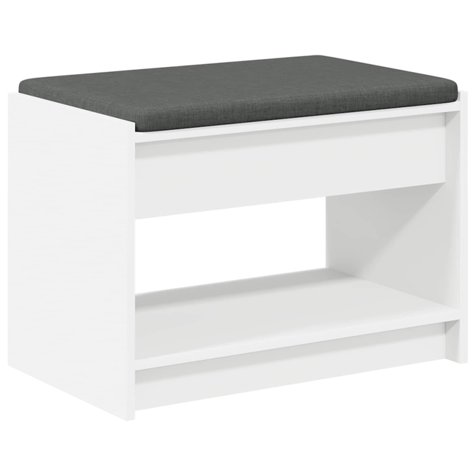 vidaXL Hall Bench White 63 x 38 x 45 cm Engineered Wood and Fabric 2