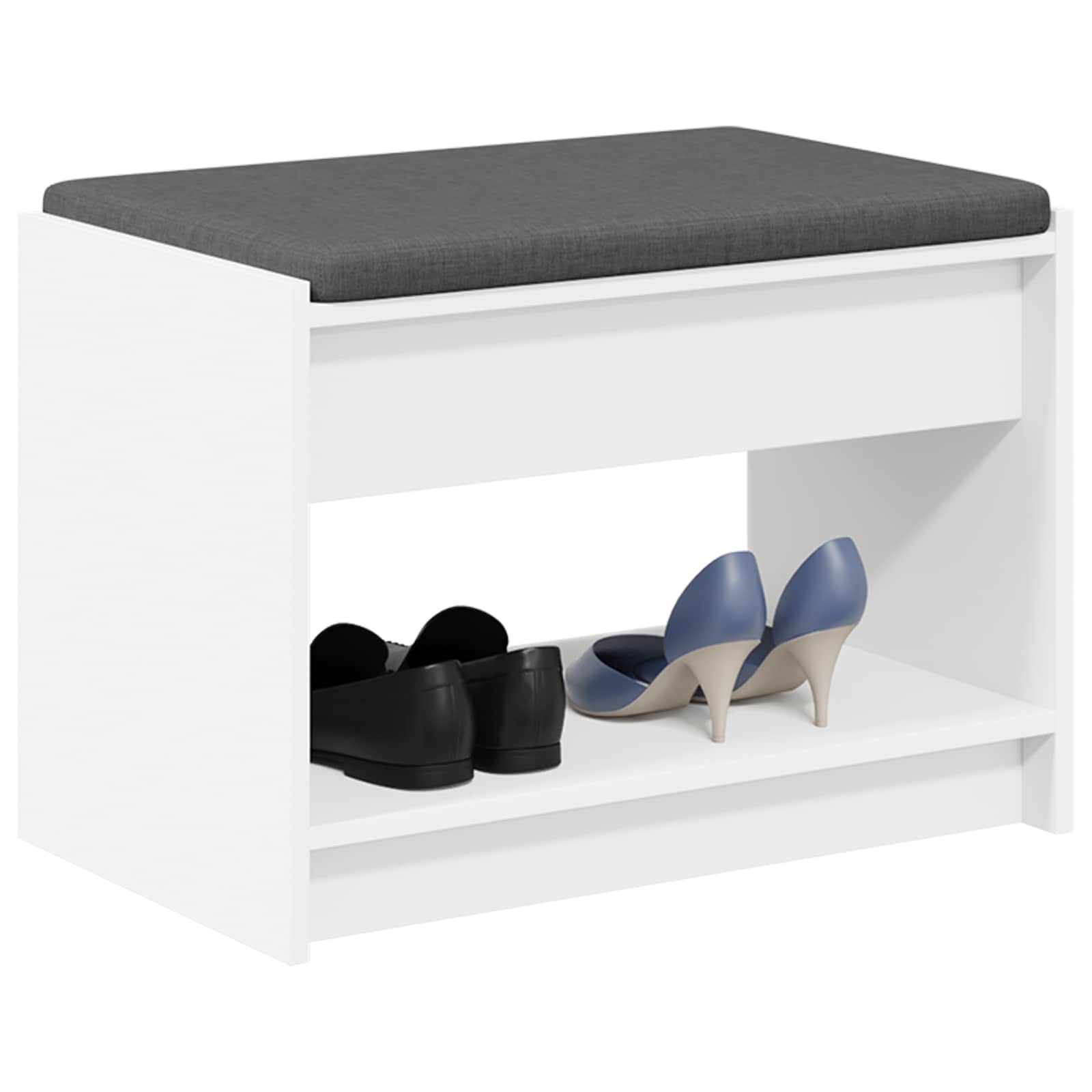 vidaXL Hall Bench White 63 x 38 x 45 cm Engineered Wood and Fabric 3