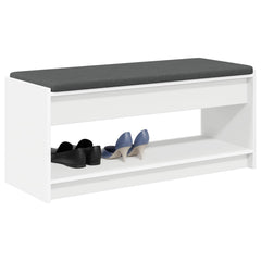 vidaXL Hall Bench White 103 x 38 x 45 cm Engineered Wood and Fabric 3