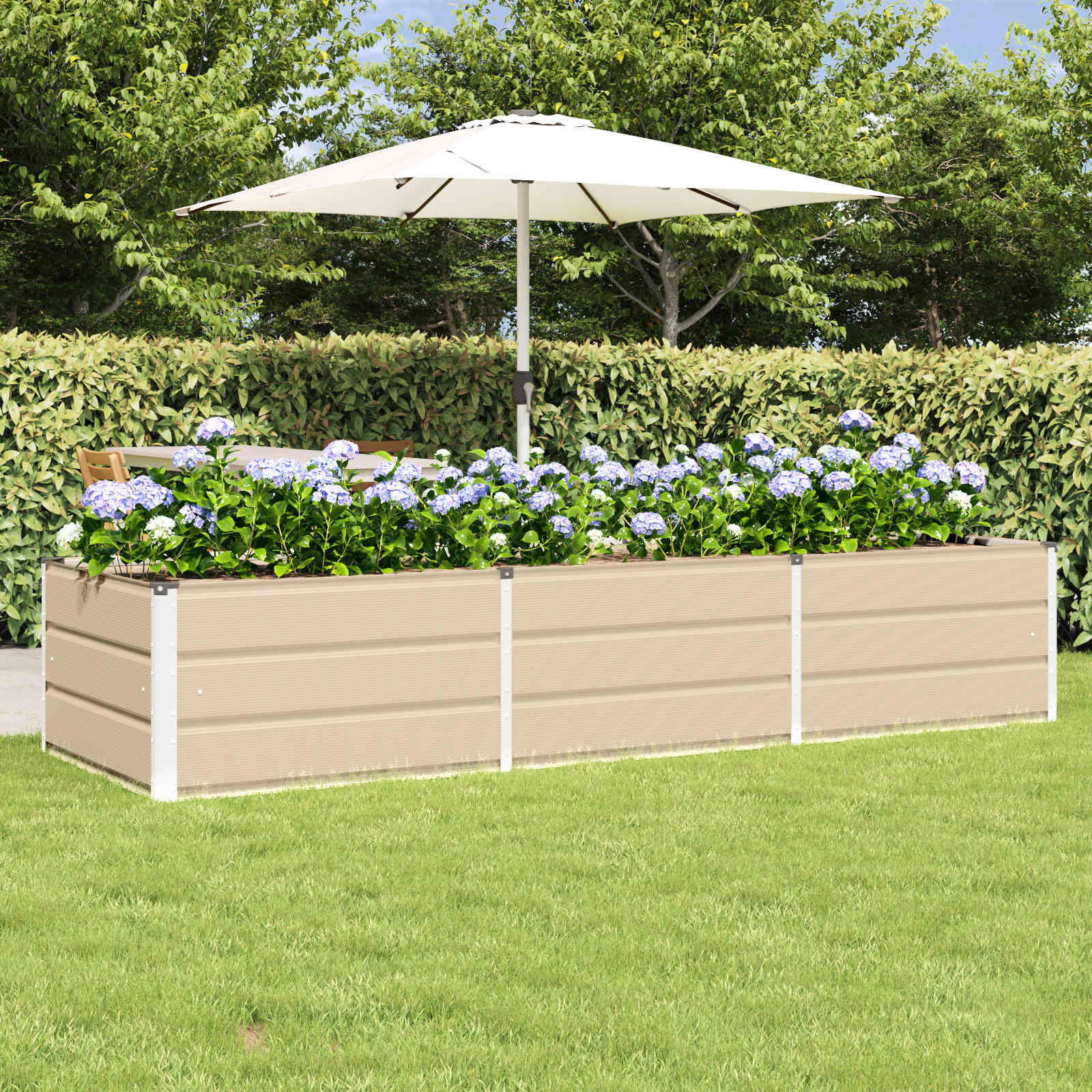 vidaXL Planter Ivory 240 x 80 x 45 cm Steel 1
