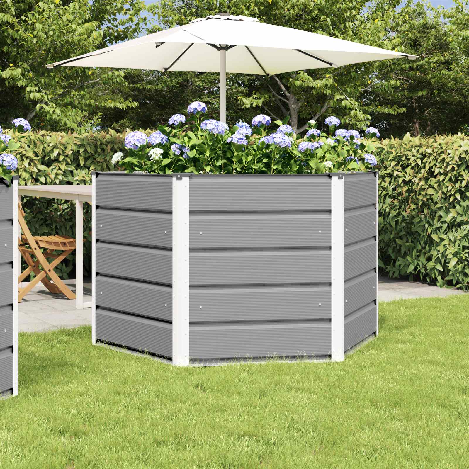 vidaXL Planter Light Grey 129 x 129 x75 cm Steel 1