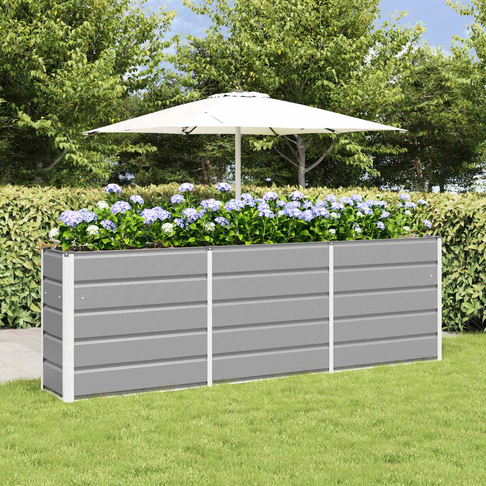 vidaXL Planter Light Grey 240 x 40 x 75 cm Steel 1