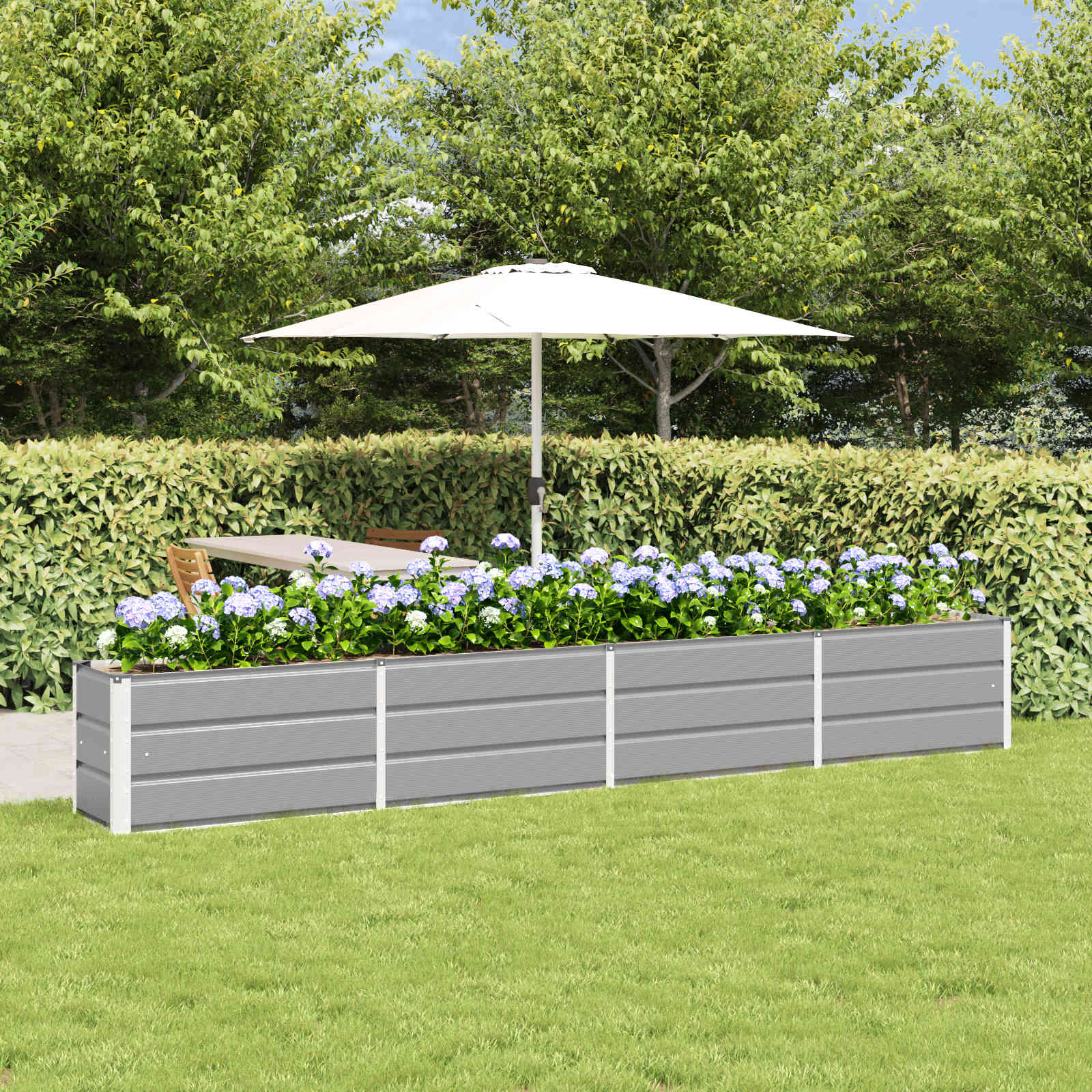 vidaXL Planter Light Grey 320 x 40 x 45 cm Steel 1